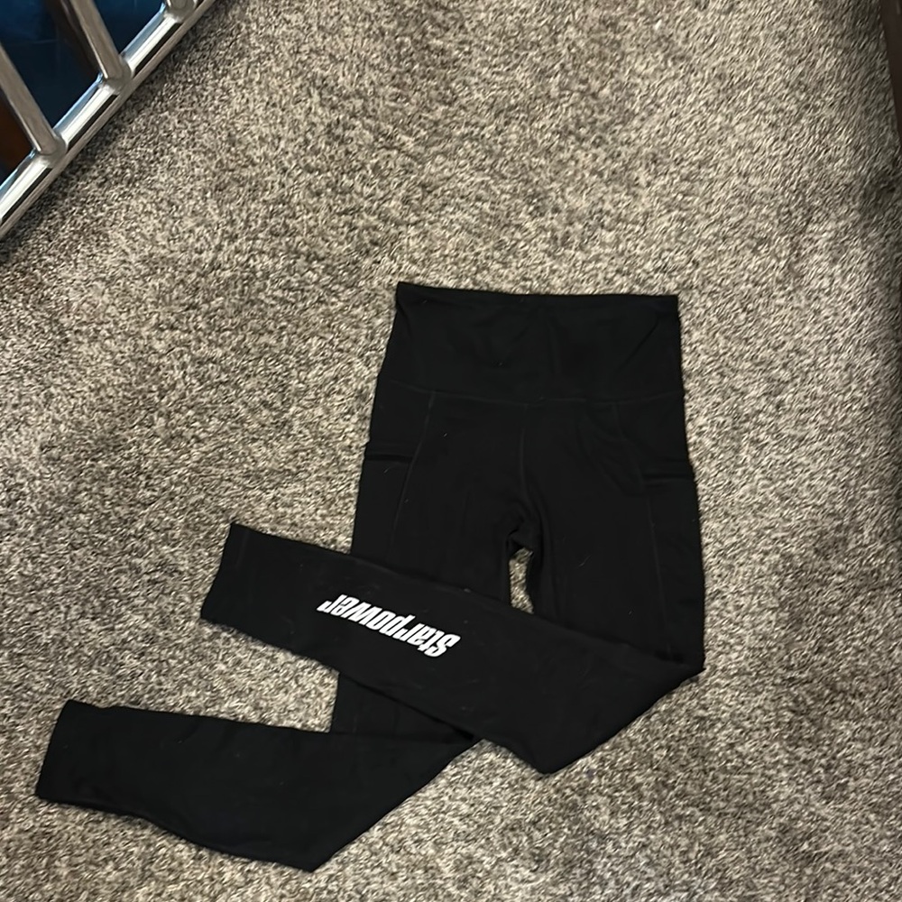 Black Stretchy Leggings with Logo Detail